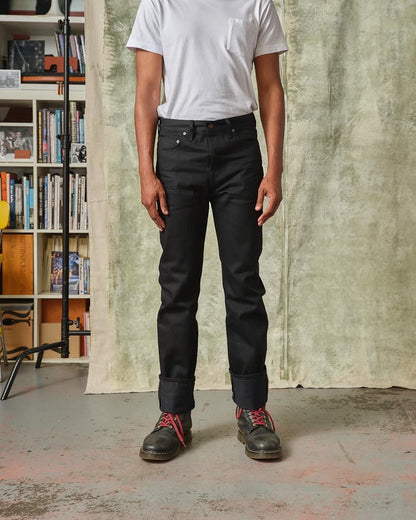 The Blubaugh- Mid Rise Slim Straight Black Selvedge Jeans- 13.5 oz.